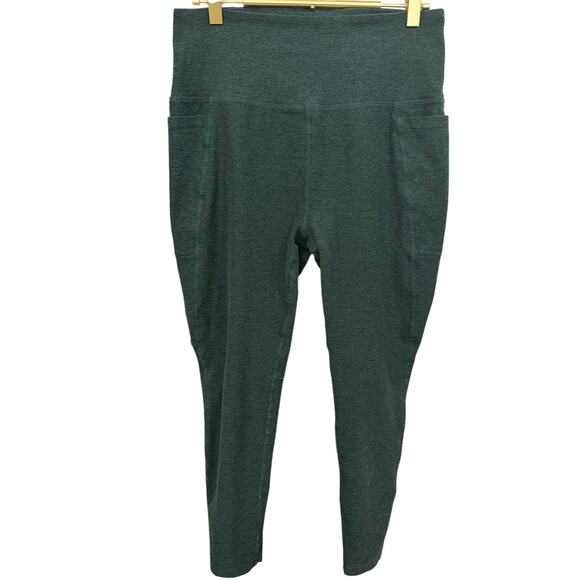 Beyond Yoga Dark Green Heathered Leggings Phone Pockets Soft XL EUC - Picture 2 of 8